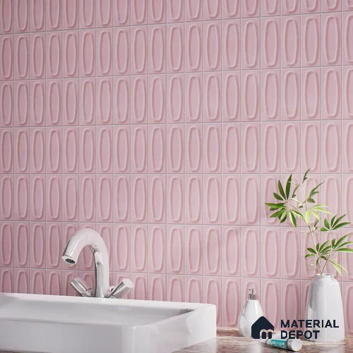 Faux Subway Look Matte Finish Pink Ceramic Wall Tile | TL 05752 B | 1 ft x 1 ft - 9 mm | Suitable For Kitchen, Bathroom & Living Room