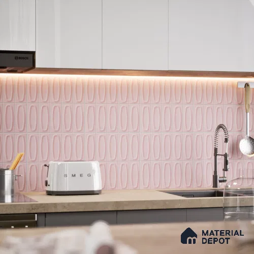 Faux Subway Look Matte Finish Pink Ceramic Wall Tile | TL 05752 B | 1 ft x 1 ft - 9 mm | Suitable For Kitchen, Bathroom & Living Room