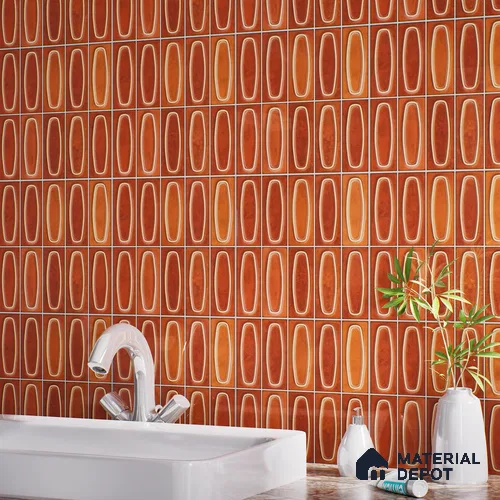 Faux Subway Wall Tile TL 05752 F Tones Coral Brown 1 ft x 1 ft Ceramic Glossy Finish - 9 mm | Suitable For Kitchen, Bathroom, Dining Area | Please Expect a Slight Variation of Pattern