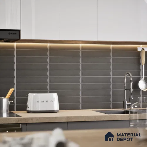 Faux Subway Look Matte Finish Black Ceramic Wall Tile | TL 05753 D | 1 ft x 1 ft - 9 mm | Suitable For Kitchen, Bathroom & Living Room