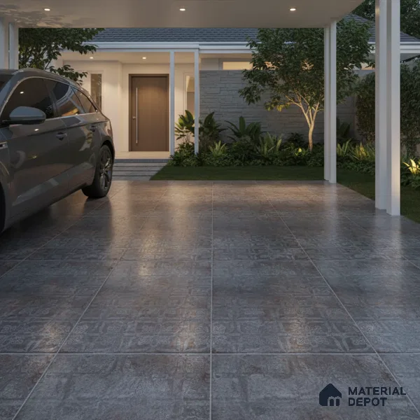 TL 05756 B Olive Highlighter 398x398 mm Matte Finish Vitrified Parking Tile -12 mm (Random Design)