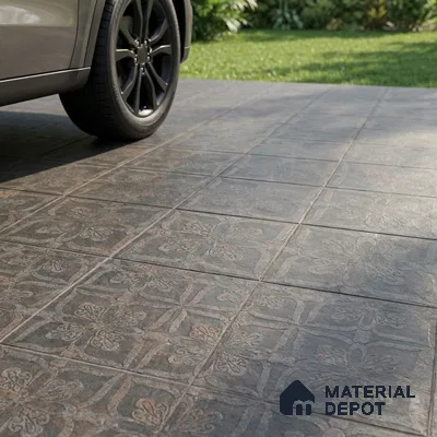 TL 05756 B Olive Highlighter 398x398 mm Matte Finish Vitrified Parking Tile -12 mm (Random Design)