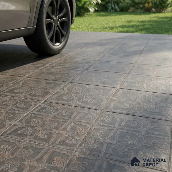 TL 05756 B Olive Highlighter 398x398 mm Matte Finish Vitrified Parking Tile -12 mm (Random Design)
