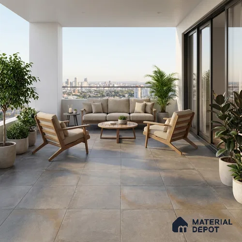 TL 05757 Anthracite Elegance 398x398 mm Matte Finish Vitrified Parking Tile -12 mm (Random Design)
