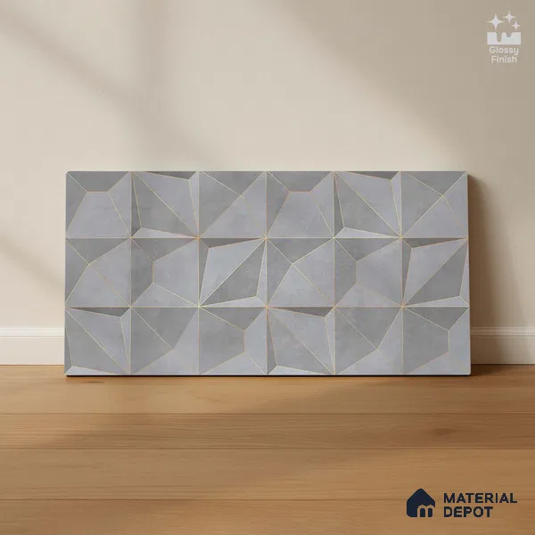 3D Wall Tile TL 05763 B Grey Portion 600x300 mm Glossy Finish Tile -9 mm