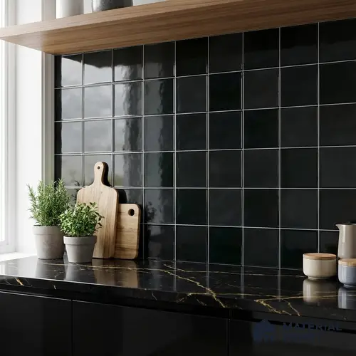 Faux Subway Wall Tile TL 05768 D Imola Black Decor 600x300 mm Glossy Finish Tile - 9 mm | Please Expect a Slight Variation of Pattern