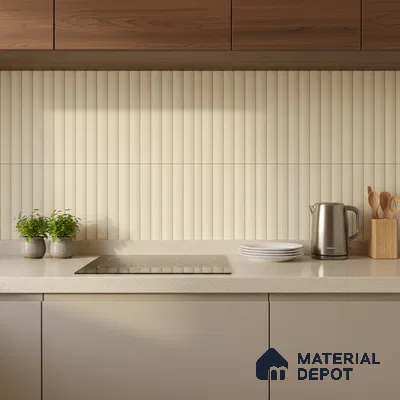 Faux Subway Wall Tile TL 05769 Costa Fluted 600 x 300 mm Ceramic Tile - 9 mm | Please Expect a Slight Variation of Pattern