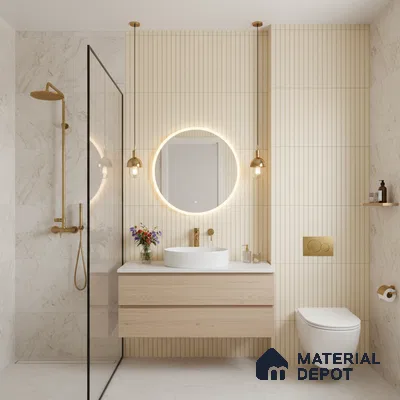 Faux Subway Wall Tile TL 05769 Costa Fluted 600 x 300 mm Ceramic Tile - 9 mm | Please Expect a Slight Variation of Pattern