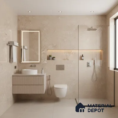 Marble Floor & Wall Tile TL 05811 Gravier Dune Glow 2 ft x 4 ft Vitrified High Gloss Finish - 9 mm | 8 Random Design | Suitable for Living Room, Bedroom, Bathroom (Sample)