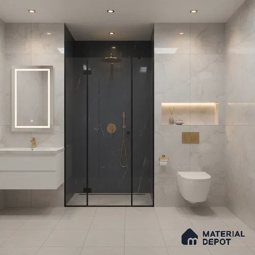 Marble Floor & Wall Tile TL 05812 C Gravier Soft Voila 2 ft x 4 ft Vitrified High Gloss Finish - 9 mm | 4 Random Design | Suitable for Living Room, Bedroom, Bathroom