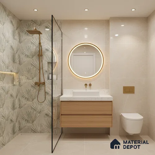 Floral Wall Tile TL 05813 B Gravier Verdant Mist Decor 2 ft x 4 ft Vitrified High Gloss Finish - 9 mm | Suitable for Living Room, Bedroom, Bathroom