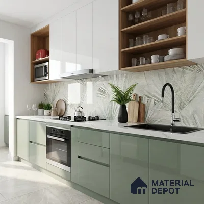 Floral Wall Tile TL 05813 B Gravier Verdant Mist Decor 2 ft x 4 ft Vitrified High Gloss Finish - 9 mm | Suitable for Living Room, Bedroom, Bathroom (Sample)