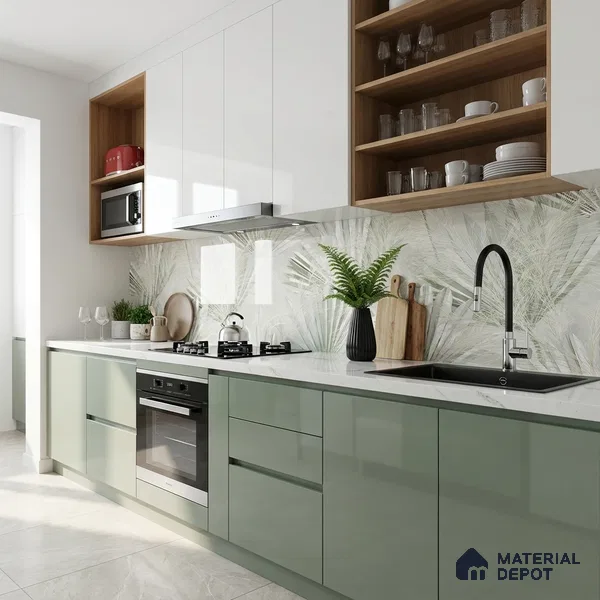 Floral Wall Tile TL 05813 B Gravier Verdant Mist Decor 2 ft x 4 ft Vitrified High Gloss Finish - 9 mm | Suitable for Living Room, Bedroom, Bathroom (Sample)