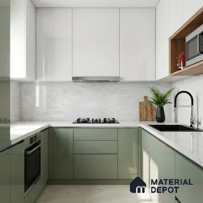 Marble Floor & Wall Tile TL 05813 Gravier Verdant Mist 2 ft x 4 ft Vitrified High Gloss Finish - 9 mm | 6 Random Design | Suitable for Living Room, Bedroom, Bathroom (Sample)