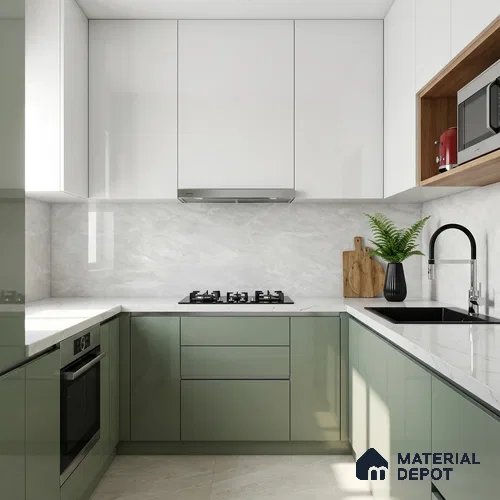 Marble Floor & Wall Tile TL 05813 Gravier Verdant Mist 2 ft x 4 ft Vitrified High Gloss Finish - 9 mm | 6 Random Design | Suitable for Living Room, Bedroom, Bathroom