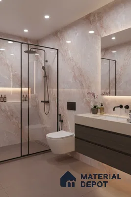 Marble Floor & Wall Tile TL 05818 B Gravier Blush Onyx 2 ft x 4 ft Vitrified Glossy Finish - 9 mm | 10 Random Design | Suitable for Living Room, Bedroom, Bathroom