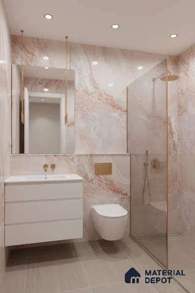 Marble Floor & Wall Tile TL 05818 B Gravier Blush Onyx 2 ft x 4 ft Vitrified Glossy Finish - 9 mm | 10 Random Design | Suitable for Living Room, Bedroom, Bathroom