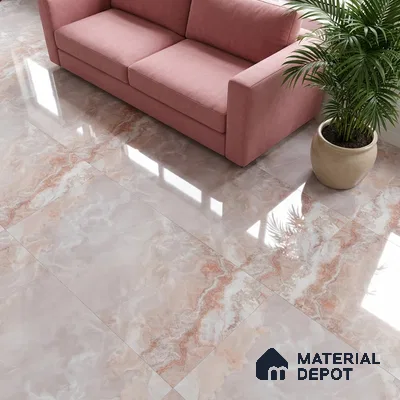 Marble Floor & Wall Tile TL 05818 B Gravier Blush Onyx 2 ft x 4 ft Vitrified Glossy Finish - 9 mm | 10 Random Design | Suitable for Living Room, Bedroom, Bathroom