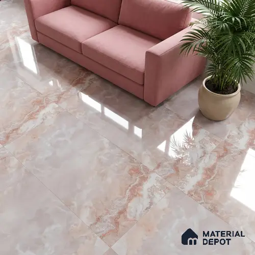 Marble Floor & Wall Tile TL 05818 B Gravier Blush Onyx 2 ft x 4 ft Vitrified Glossy Finish - 9 mm | 10 Random Design | Suitable for Living Room, Bedroom, Bathroom