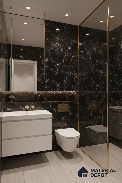Marble Floor & Wall Tile TL 05819 B Gravier Galaxy Silver 2 ft x 4 ft Vitrified High Gloss Finish - 9 mm | 6 Random Design | Suitable for Living Room, Bedroom, Bathroom