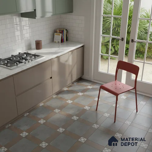 Moroccan Floor & Wall Tile TL 05821 Inox Prime Green 600x600 mm Matte Finish Vitrified Wall & Floor Tile - 9 mm | Suitable For Balcony, Courtyard, Corridor | Please Expect a Slight Variation of Pattern