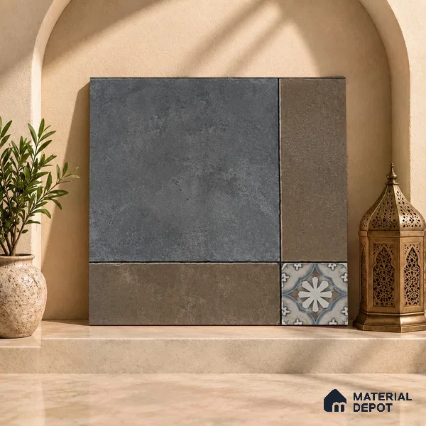 Moroccan Floor & Wall Tile TL 05821 Inox Prime Green 600x600 mm Matte Finish Vitrified Wall & Floor Tile - 9 mm | Suitable For Balcony, Courtyard, Corridor | Please Expect a Slight Variation of Pattern