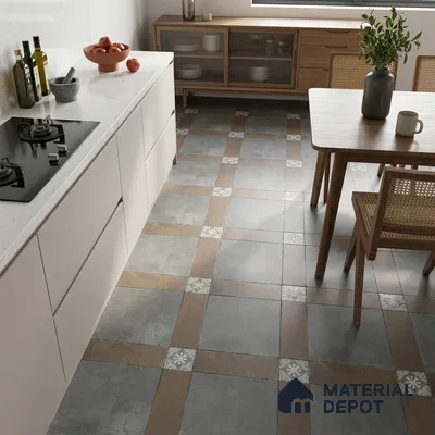 Moroccan Floor & Wall Tile TL 05821 Inox Prime Green 600x600 mm Matte Finish Vitrified Wall & Floor Tile - 9 mm | Suitable For Balcony, Courtyard, Corridor | Please Expect a Slight Variation of Pattern
