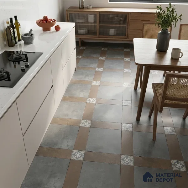 Moroccan Floor & Wall Tile TL 05821 Inox Prime Green 600x600 mm Matte Finish Vitrified Wall & Floor Tile - 9 mm | Suitable For Balcony, Courtyard, Corridor | Please Expect a Slight Variation of Pattern