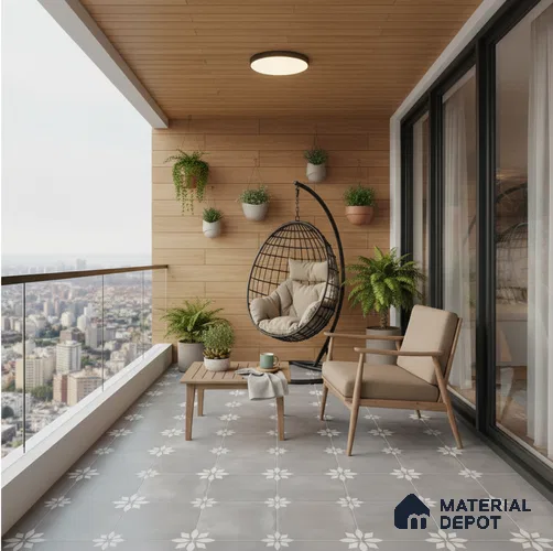 TL 05822 Grey Corus 600x600 mm Matte Finish Vitrified Wall & Floor Tile - 9 mm | Please Expect a Slight Variation of Pattern