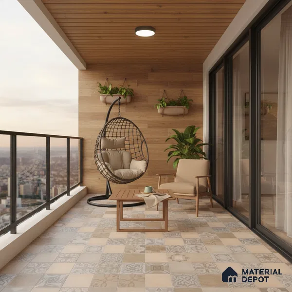 Moroccan Floor & Wall Tile TL 05823 Brown Argilla 600x600 mm Matte Finish Vitrified Wall & Floor Tile - 9 mm | Suitable For Kitchen, Balcony, Dining Area | Please Expect a Slight Variation of Pattern