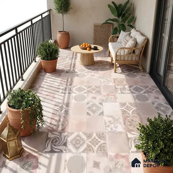 Moroccan Floor & Wall Tile TL 05824 Fusion Argilla 600x600 mm Matte Finish Vitrified Wall & Floor Tile - 9 mm | Suitable For Kitchen, Balcony, Dining Area | Please Expect a Slight Variation of Pattern