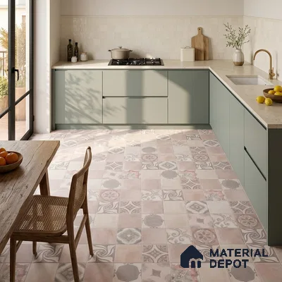 Moroccan Floor & Wall Tile TL 05824 Fusion Argilla 600x600 mm Matte Finish Vitrified Wall & Floor Tile - 9 mm | Suitable For Kitchen, Balcony, Dining Area | Please Expect a Slight Variation of Pattern