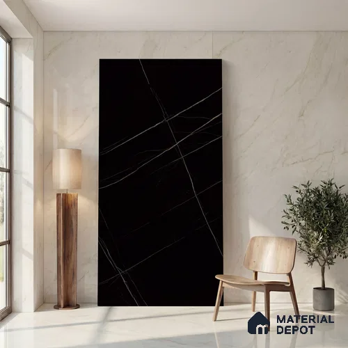 Marble Look Wall & Floor Tile TL 05841 Saint Laurent 8 ft x 4 ft Matte Finish Vitrified Large Format Tile - 9 mm | Suitable for Living Room, Bedroom, Office | Adhesive and Spacers Must be Used During Installation