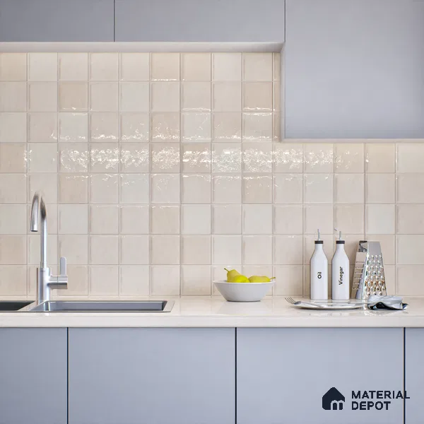 Subway Wall Tile TL 05848 C Tones Pearl Essence 2 ft x 1 ft Ceramic Glossy Finish - 9 mm | Suitable for Bathroom, Kitchen & Backsplashes | Please Expect a Slight Variation of Pattern