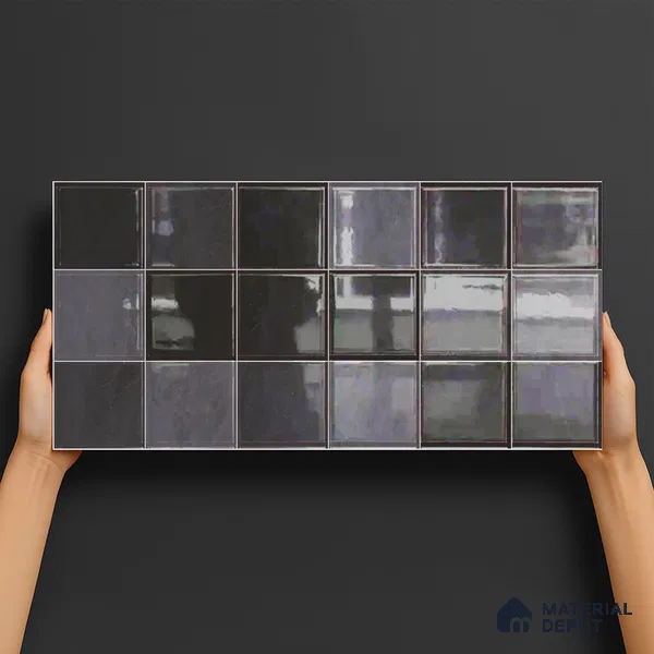 Subway Wall Tile TL 05848 E Tones Midnight Plus 2 ft x 1 ft Ceramic Glossy Finish - 9 mm | Suitable for Bathroom, Kitchen & Backsplashes | Please Expect a Slight Variation of Pattern