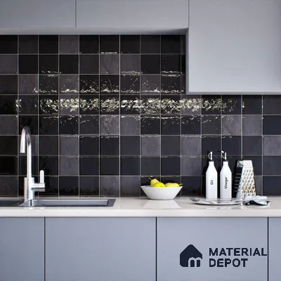 Subway Wall Tile TL 05848 E Tones Midnight Plus 2 ft x 1 ft Ceramic Glossy Finish - 9 mm | Suitable for Bathroom, Kitchen & Backsplashes | Please Expect a Slight Variation of Pattern