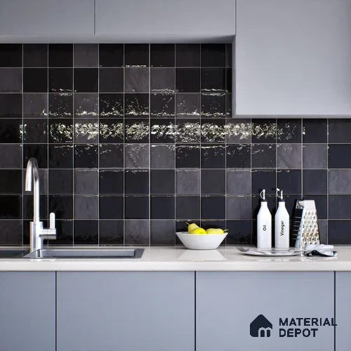 Subway Wall Tile TL 05848 E Tones Midnight Plus 2 ft x 1 ft Ceramic Glossy Finish - 9 mm | Suitable for Bathroom, Kitchen & Backsplashes | Please Expect a Slight Variation of Pattern