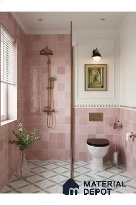 Subway Wall Tile TL 05848 Tones Blush Petal 2 ft x 1 ft Ceramic Glossy Finish - 9 mm | Suitable for Bathroom, Kitchen & Backsplashes | Please Expect a Slight Variation of Pattern