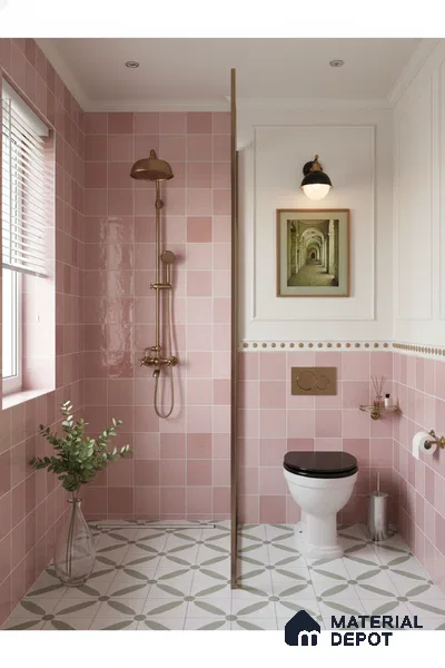 Subway Wall Tile TL 05848 Tones Blush Petal 2 ft x 1 ft Ceramic Glossy Finish - 9 mm | Suitable for Bathroom, Kitchen & Backsplashes | Please Expect a Slight Variation of Pattern