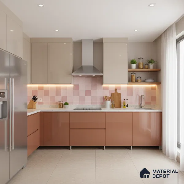 Subway Wall Tile TL 05848 Tones Blush Petal 2 ft x 1 ft Ceramic Glossy Finish - 9 mm | Suitable for Bathroom, Kitchen & Backsplashes | Please Expect a Slight Variation of Pattern
