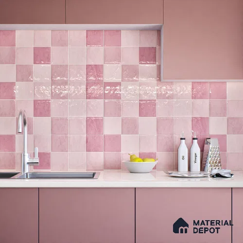 Subway Wall Tile TL 05848 Tones Blush Petal 2 ft x 1 ft Ceramic Glossy Finish - 9 mm | Suitable for Bathroom, Kitchen & Backsplashes | Please Expect a Slight Variation of Pattern
