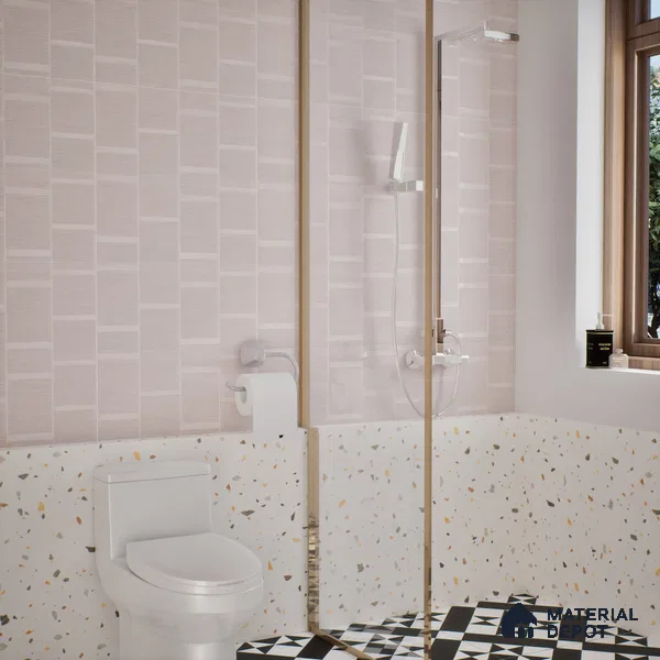 Subway Wall Tile TL 05849 Tones Stone Whisper 2 ft x 1 ft Ceramic Matte Finish - 9 mm | Suitable for Bathroom, Kitchen & Backsplashes | Please Expect a Slight Variation of Pattern