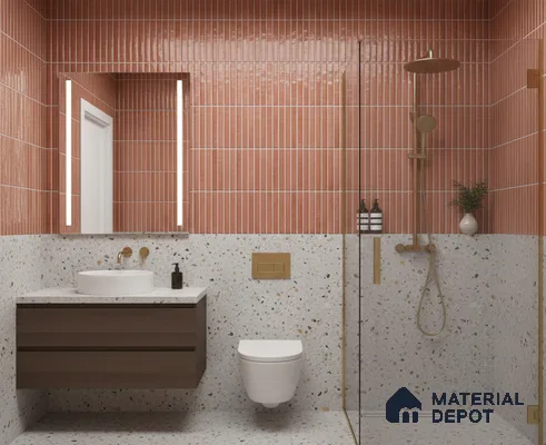 Subway Wall Tile TL 05850 C Tones Rose Quartz 2 ft x 1 ft Ceramic Glossy Finish - 9 mm | Suitable for Bathroom, Kitchen & Backsplashes | Please Expect a Slight Variation of Pattern