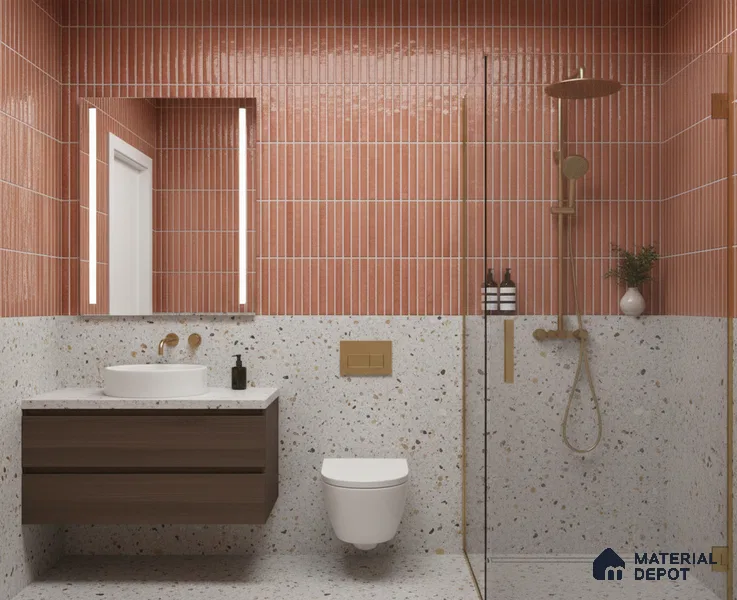 Subway Wall Tile TL 05850 C Tones Rose Quartz 2 ft x 1 ft Ceramic Glossy Finish - 9 mm | Suitable for Bathroom, Kitchen & Backsplashes | Please Expect a Slight Variation of Pattern