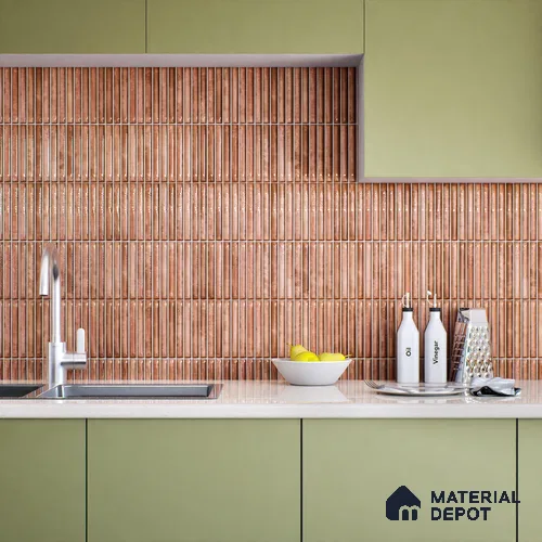 Subway Wall Tile TL 05850 C Tones Rose Quartz 2 ft x 1 ft Ceramic Glossy Finish - 9 mm | Suitable for Bathroom, Kitchen & Backsplashes | Please Expect a Slight Variation of Pattern