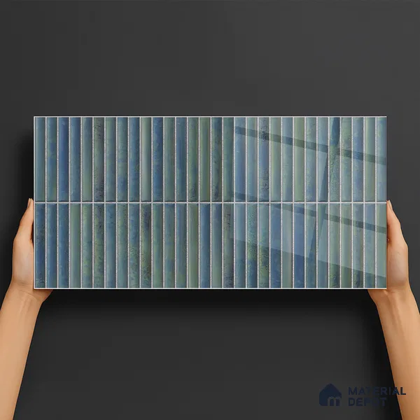 Subway Wall Tile TL 05850 E Tones Sky Bliss 2 ft x 1 ft Ceramic Glossy Finish - 9 mm | Suitable for Bathroom, Kitchen & Backsplashes | Please Expect a Slight Variation of Pattern