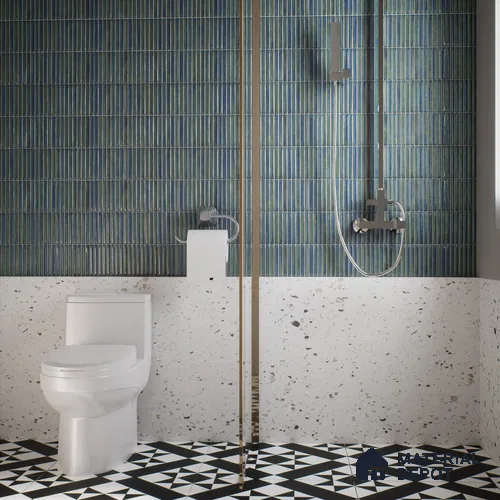 Subway Wall Tile TL 05850 E Tones Sky Bliss 2 ft x 1 ft Ceramic Glossy Finish - 9 mm | Suitable for Bathroom, Kitchen & Backsplashes | Please Expect a Slight Variation of Pattern