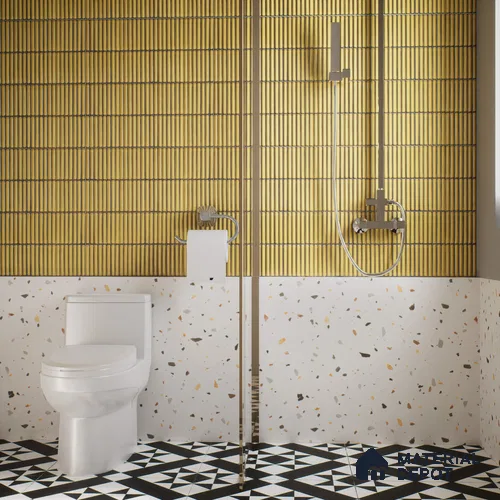 Subway Wall Tile TL 05850 Tones Golden Glow 2 ft x 1 ft Ceramic Glossy Finish - 9 mm | Suitable for Bathroom, Kitchen & Backsplashes | Please Expect a Slight Variation of Pattern