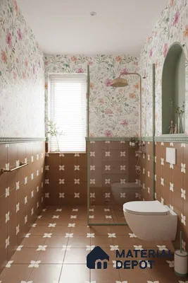 Moroccan Wall & Floor Athangudi Tile TL 05859 B Zellige Terracotta Floral Brown 1 ft x 1 ft Vitrified Matte Finish - 9 mm | Suitable for Bathroom, Kitchen, Balcony | Please Expect a Slight Variation of Pattern (Sample)