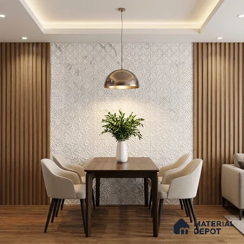 Subway Wall & Floor Handmade Tile TL 05861 D Floral Rings Frost Bloom 148 mm x 148 mm Vitrified - 9 mm | 4 Random Patterns | Suitable For Kitchen, Accent/Feature Wall, Bathroom